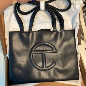 Telfar medium navy shopping bag